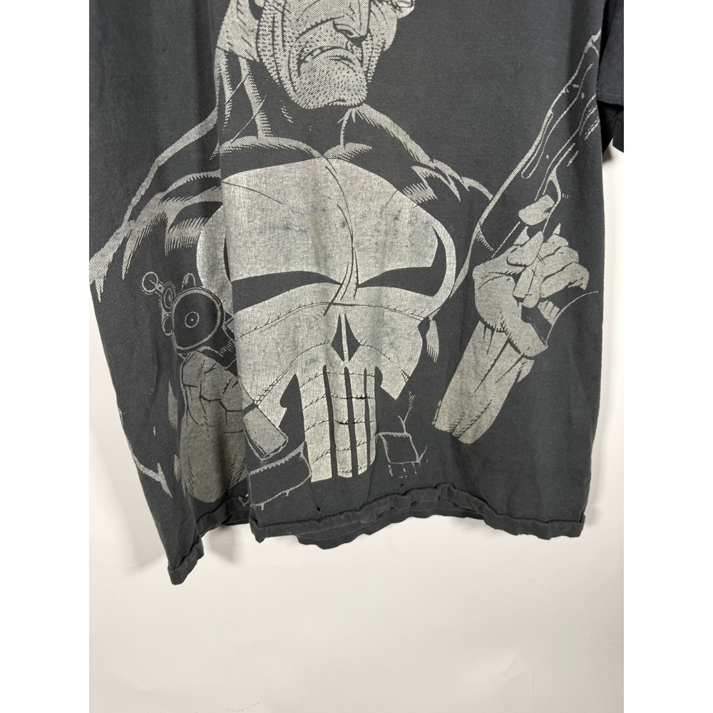 Vintage 1992 Marvel Punisher T Shirt Anvil Single Stitch Distressed XL Black - Picture 2 of 9